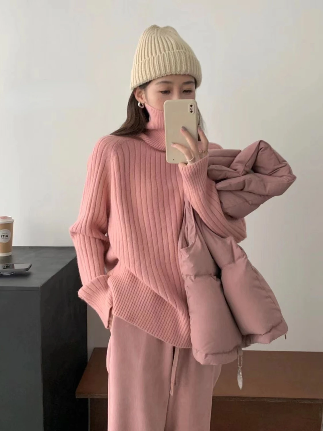 

Winter Autumn 2023 Sweater Women Turtleneck Fashion Knitted Loose Pullover Long Sleeve Thick Warm Soft Casual Clothing A15