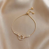 silver color micro inlaid cubic zircon circle snake chain bracelet for women geometric party jewelry gifts
