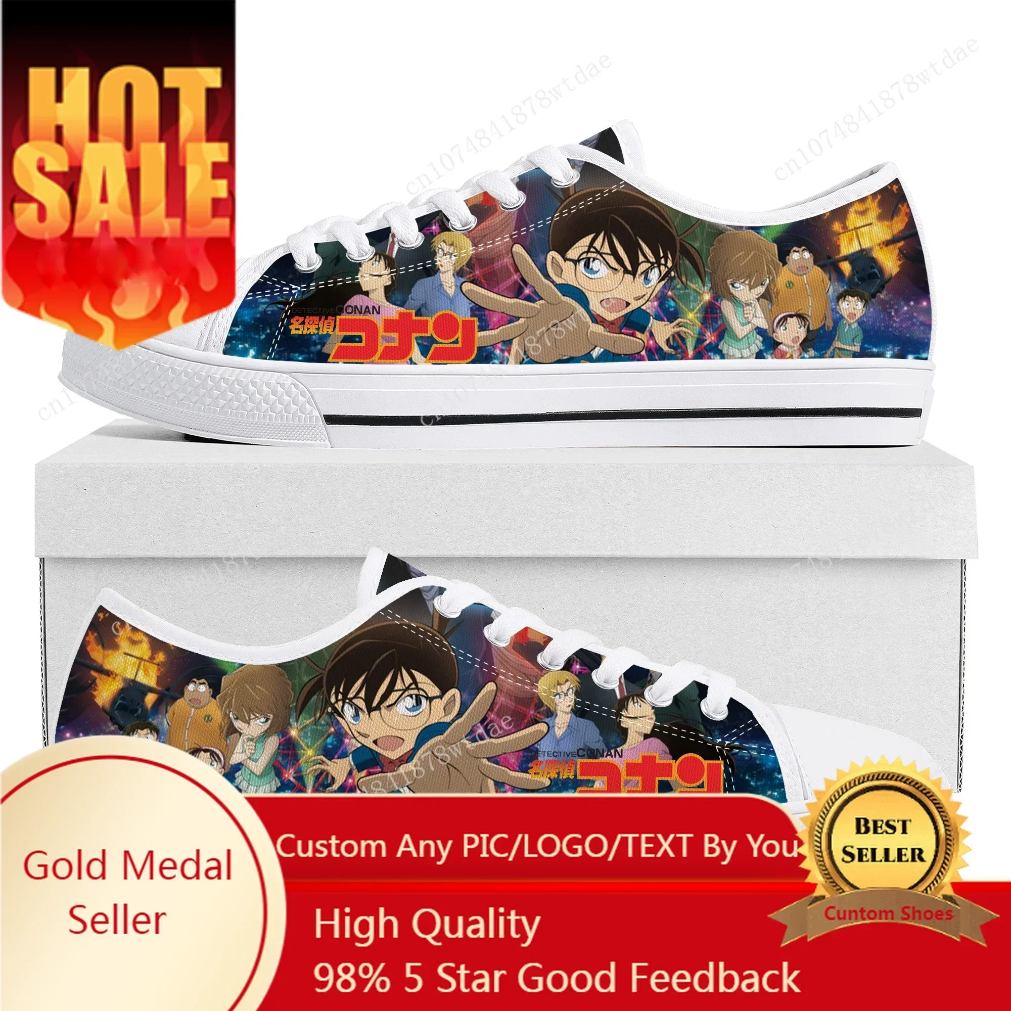 Низкие кроссовки японского аниме Детектив Конан женские и мужские парусиновые