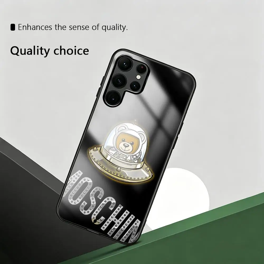 Фото Стильный и роскошный чехол M-Moschinoes для Samsung S26 S25 S24 S23 S22 S21 S20 Plus Ultra Note20, стеклянный магнитный чехол №4