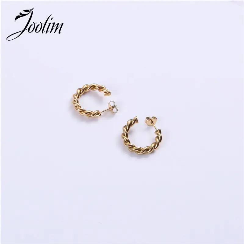 

Waterproof & Tarnish Free Fashion Twist Half Circle C Type Earrings Stainless Steel Jewelry