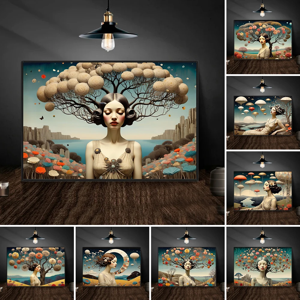 Искусство мечты Surreal искусство искусственное зрение Цветочное дерево фотообои