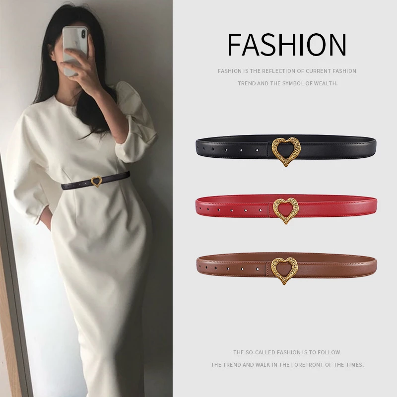 Vintage Womens Belt Fashion Belt for Women Luxury Designer Leather Female Slide Buckle Waistband High Quality Trend Width 2.4cm