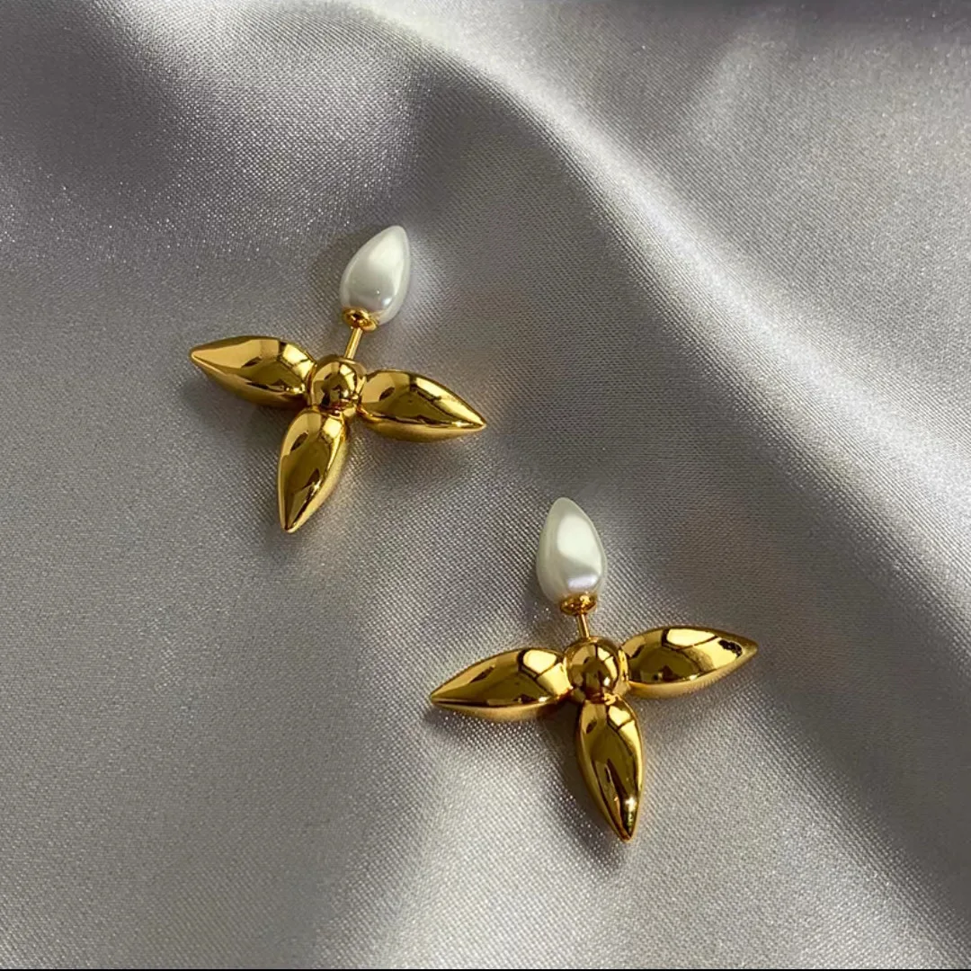 

European And American High Quality Cross Pearl Earrings Jewelry For Woman Trend
