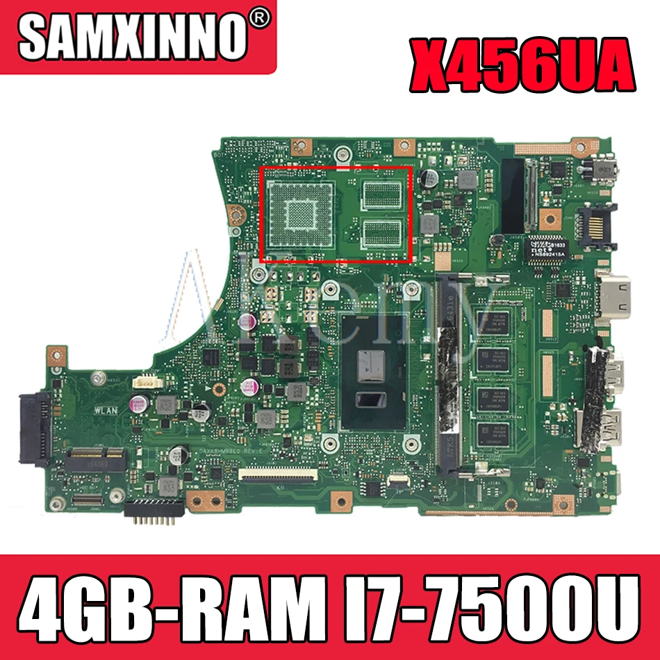 

Материнская плата Akemy X456UAK для ноутбука Asus VivoBook X456UA X456UV X456UQk X456UAM X456UAK материнская плата 4GB-RAM I7-7500U DDR4