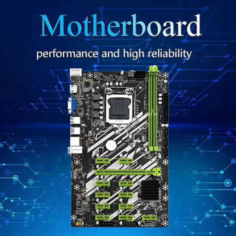 Оригинальная материнская плата для майнинга BTC с 4400CPU + 8G DDR4 RAM 12 PCI-E слотов LGA1151 SATA3.0