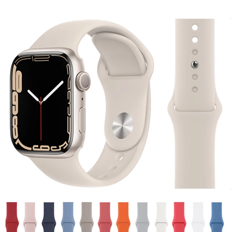 Силиконовые ремешки для Apple Watch Band 44 мм 40 45 41 49 46 42 браслет correa iwatch Ultra 2 series 7 se 3 4 5 6 8 9