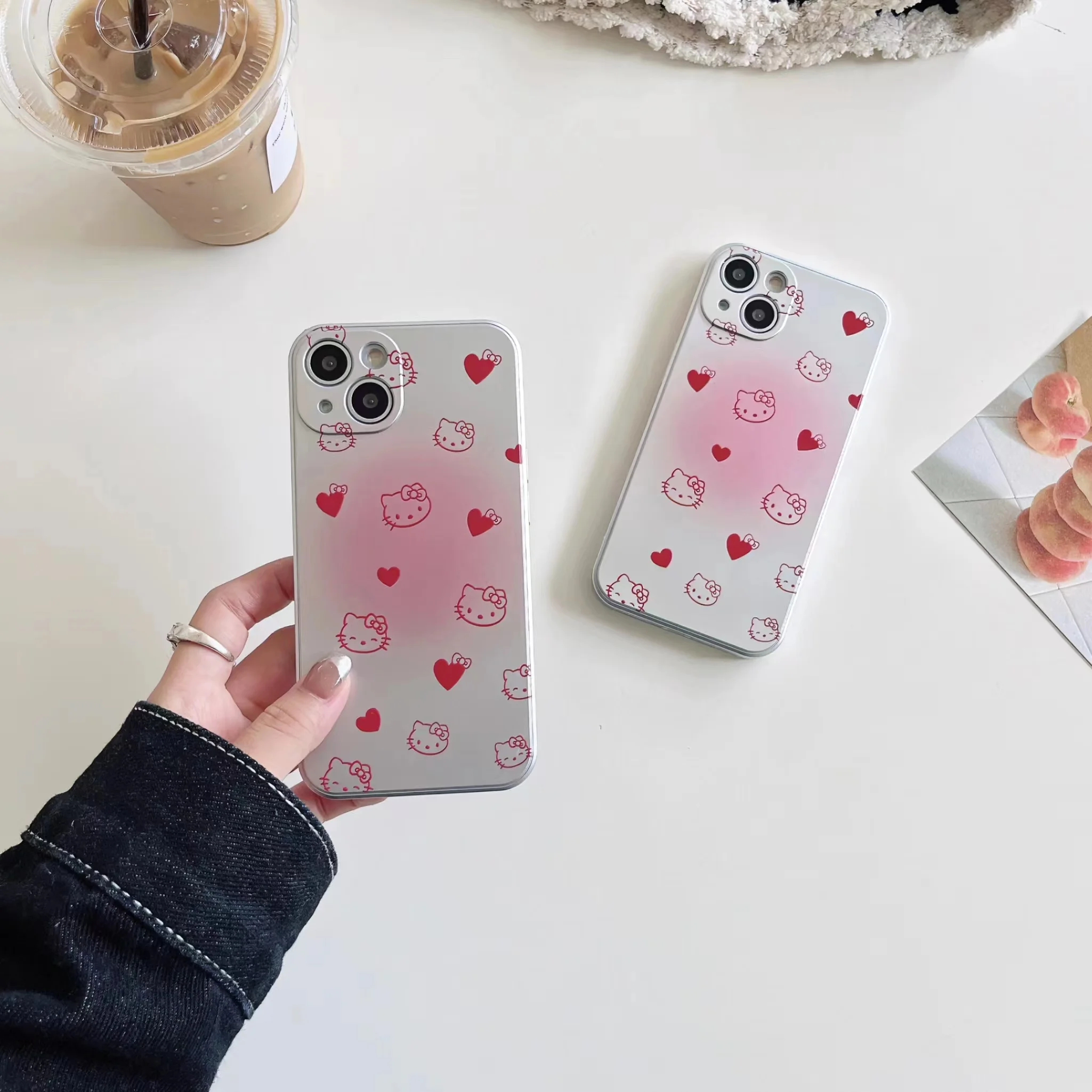 

Sanrio чехлы для телефонов с градиентом Hello Kitty для iPhone 14 13 12 11 Pro Max Mini XR X XS MAX 8 7 Plus SE противоударный чехол