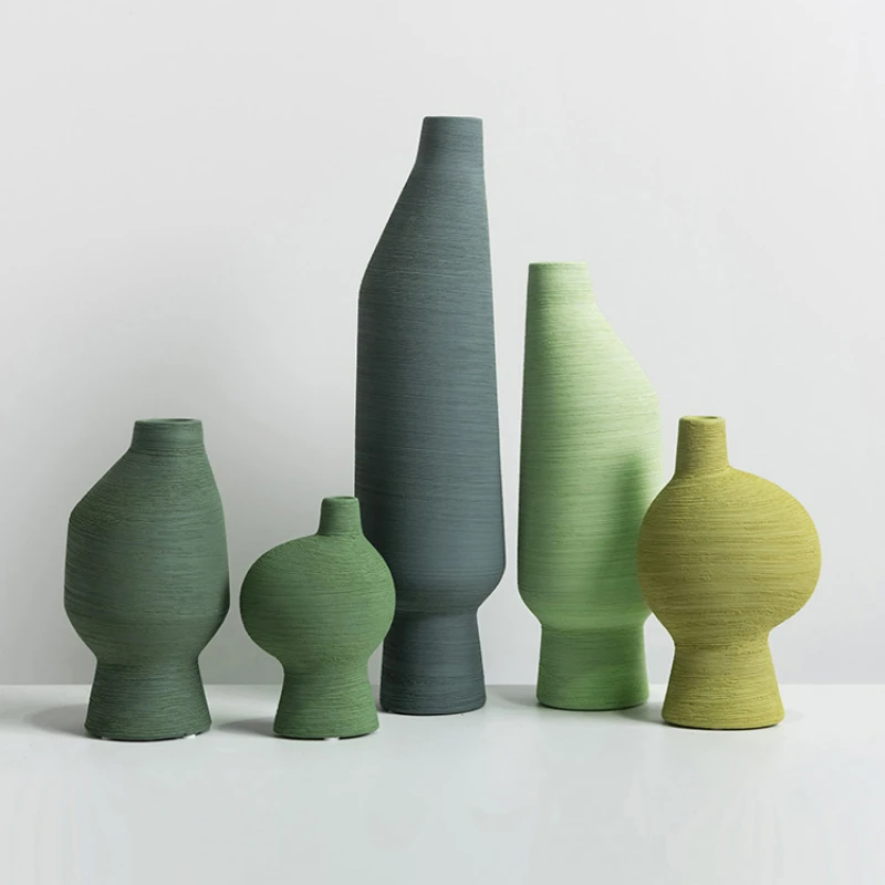 

Green Ceramic Vase Manual Coloured Drawing or Pattern of Creative Room Hotel Decoration Furnishing Articles