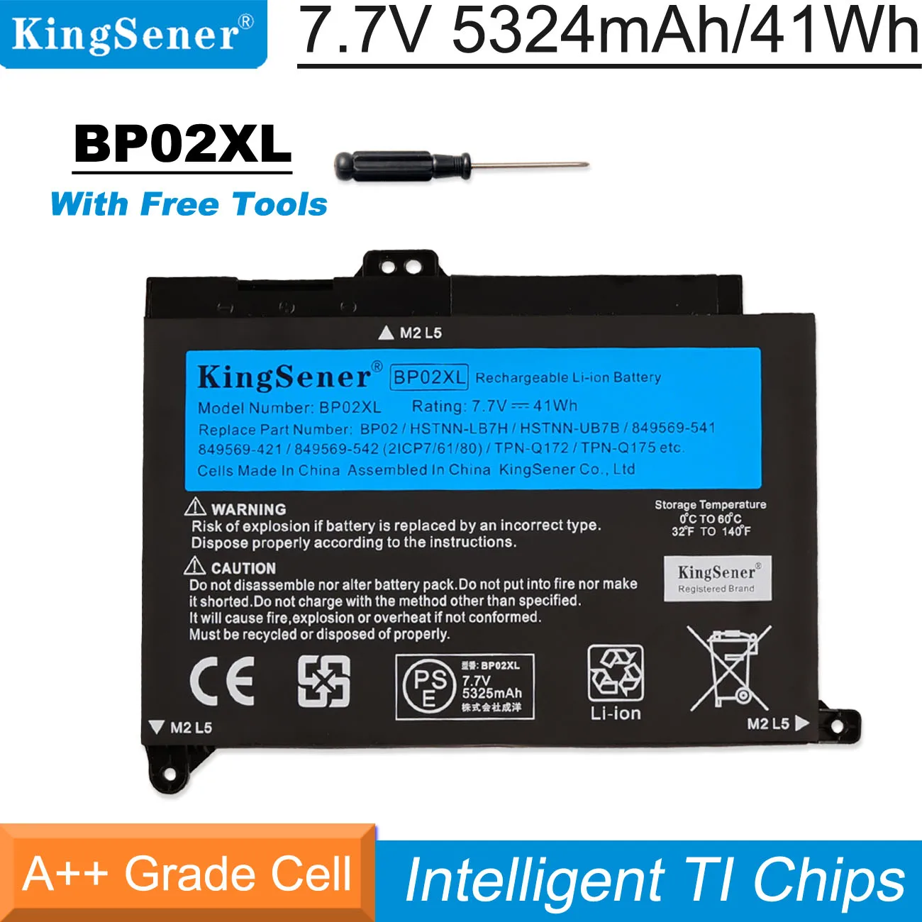 KingSener BP02XL Laptop Battery for HP Pavilion PC 15 15-AU 849909-850 849569-421 TPN-Q172 TPN-Q175 HSTNN-LB7H BP02041XL 5324mAh