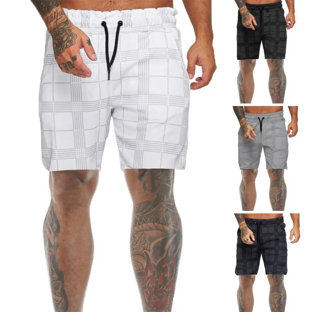 

Simple Elastic Waist Lace-up Short Pants Beach Shorts Male Breathable