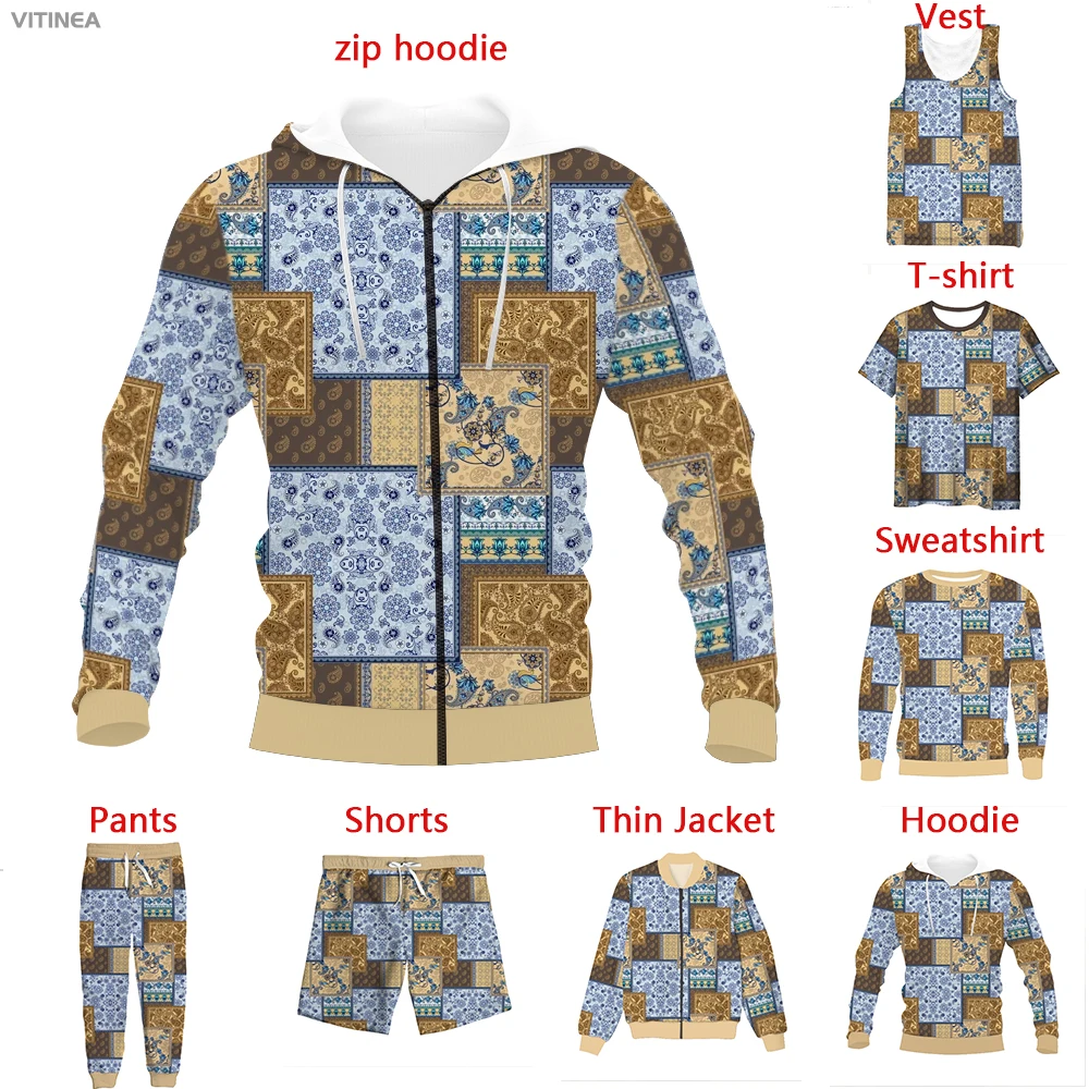 

Vitinea New 3D Print Paisley Pattern Decorative T-shirt/Sweatshirt/Zip Hoodies/Thin Jacket/Pants Four Seasons Casual A2427