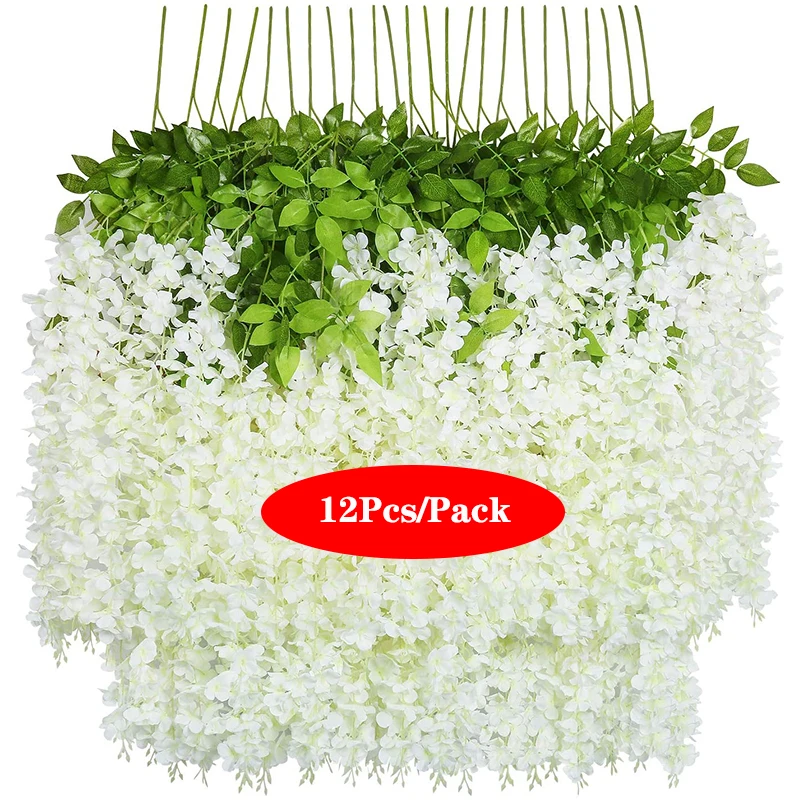 7 футов белая Глициния гирлянды в виде искусственных цветов фиолетовая