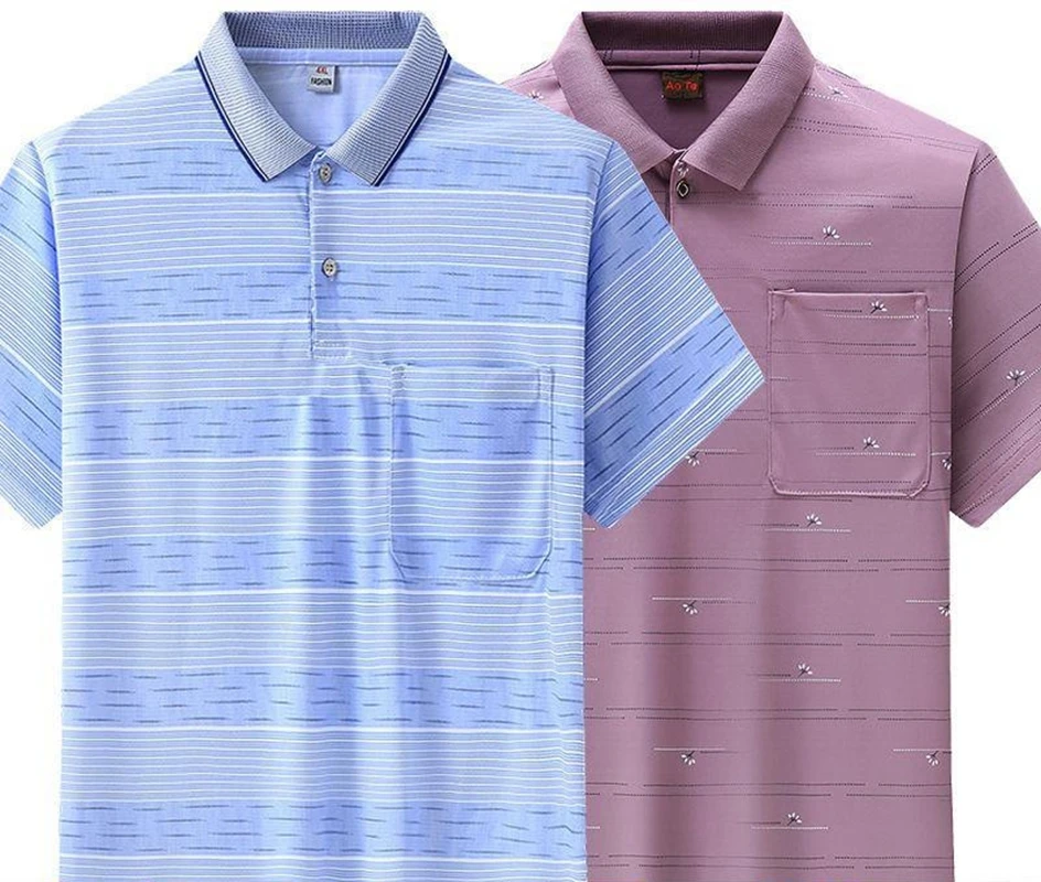 

Men's Short Sleeved Lapel T-shirt POLO Shirt Ice Silk Top T-shirt