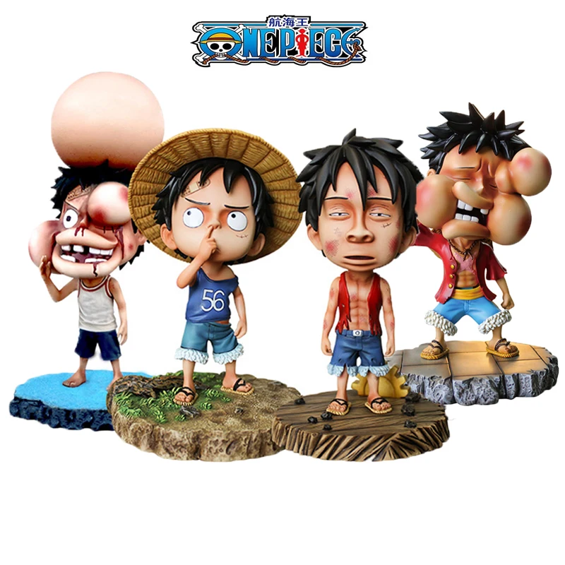 

ONE PIECE Anime GK childhood straw hat boy Luffy Pick Nose Stupid PVC Action Figure Car Ornaments Decoration Toys