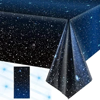 space theme party starry sky disposable plastic tablecloth decoration galaxy table cover stars happy birthday party decor kids