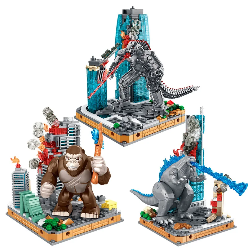Creative Expert Ideas Monster Mecha Bricks MOC Godzillaed Decisive Battle Model Building Blocks Bricks Action Figrues Toys gifts images - 6