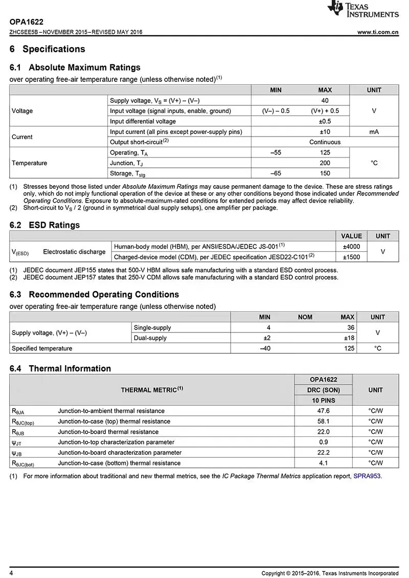 Двойной операционный усилитель TI OPA1622 145 мА черный