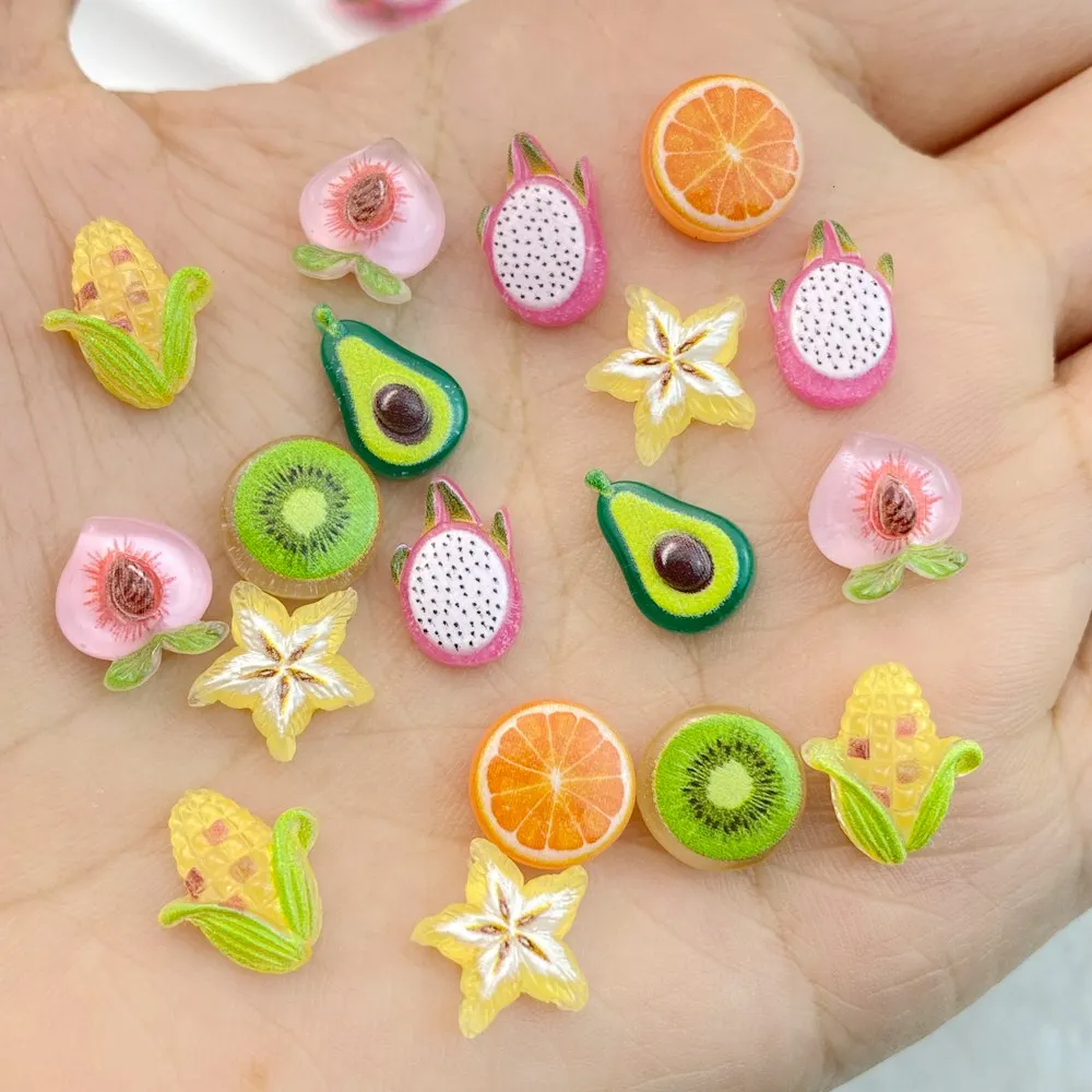 50 шт. новый милый мини-мультяшный авокадо кукуруза апельсины персики украшение