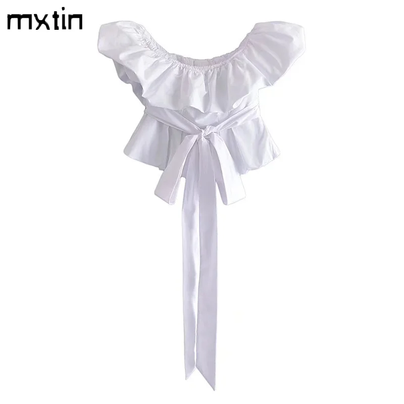 

2022 Women Summer Fashion Sexy White Bow Tie Cropped Tank Top Vintage Backless Pleated Party Female Camis Chic Tops Vestidos