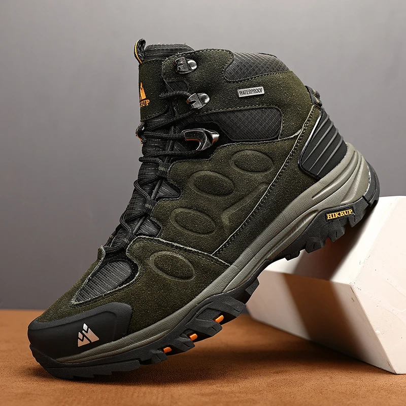 High Quality Men Outdoor Sports High Top Waterproof Shoes Casual Sandproof Mountaineering Shoes Anti-collision Large Size Shoes
