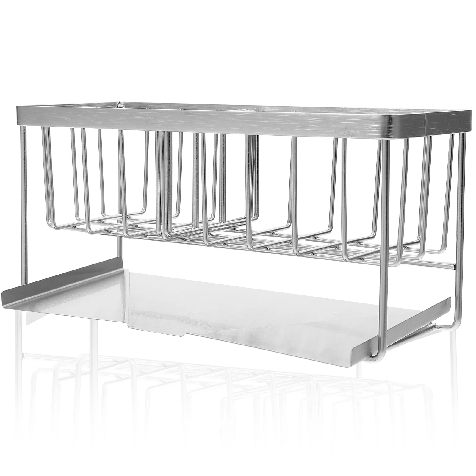 

2-compartment Kitchen Stainless Steel Household Multifunctional Sponge Drying Rack Sponge Drying Holder Cleaning Tool Holder