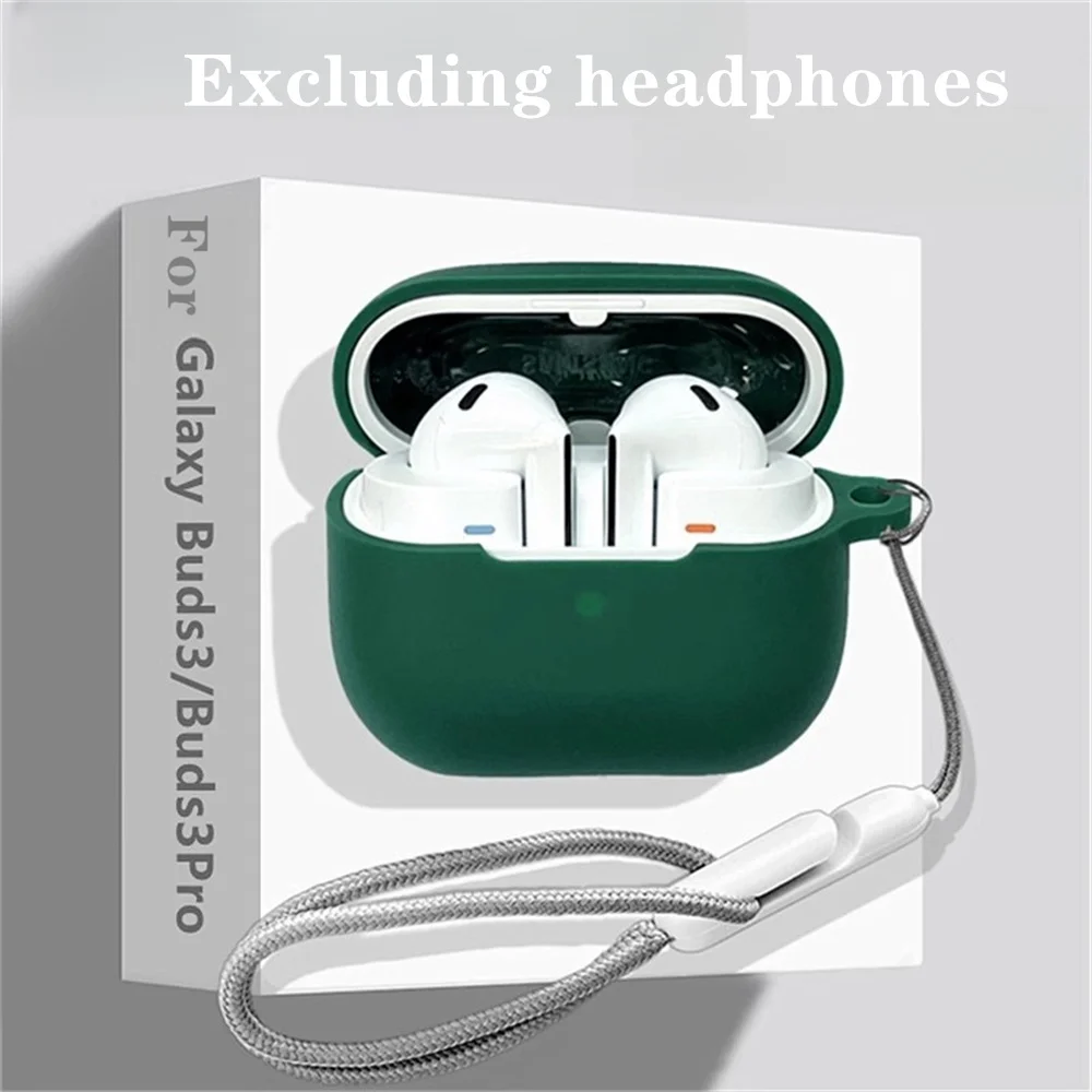 Силиконовый защитный чехол для Samsung Buds3 однотонационный аксессуар с пряжкой
