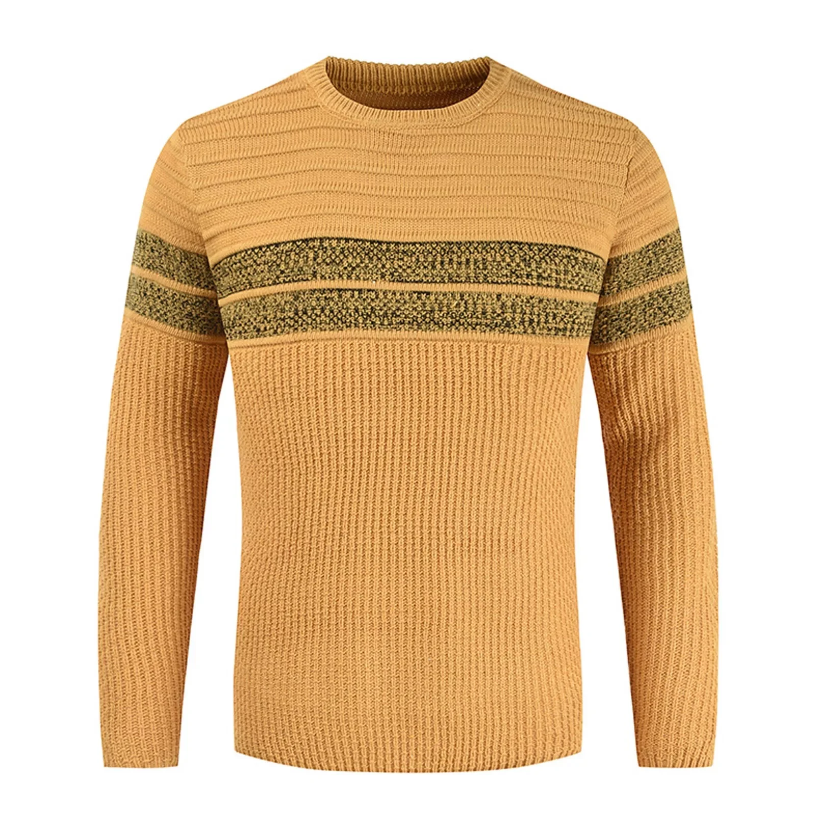 

NEW IN Men's Color Block Warm Sweater Top Round Neck Pullover Sweaters Fashion Warm All-match Knitted Sweater