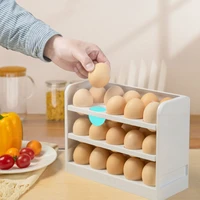 plastic egg holder for refrigerator 3 layer flip fridge egg tray container kitchen countertop fresh egg storage container
