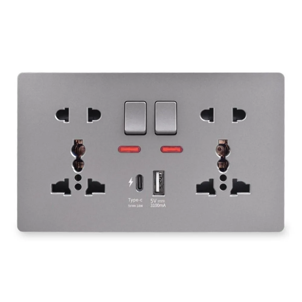 

Type-C 18W 4A Smart Quick USB Port Wall Outlet Switch control Power Socket Dual Socket