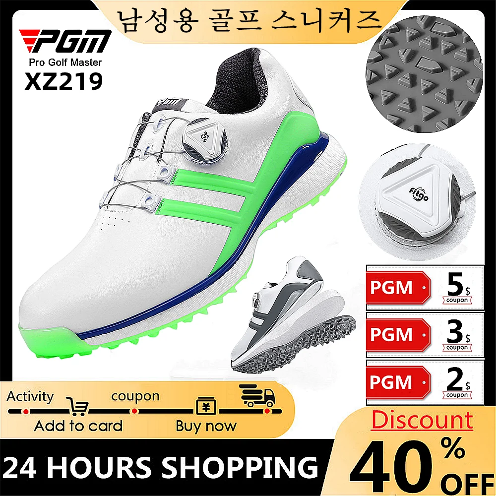 PGM Men's Golf Sneakers New Golf Men's Shoes Knob Shoe Laces Anti-Slip Waterproof Outdoor Sneakers Super Soft XZ219 남성용 골프 스니커즈