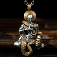 mens buddha pendant necklace bodhisattva amulet talisman necklaces in gold color stainless steel fashion men jewelry collares