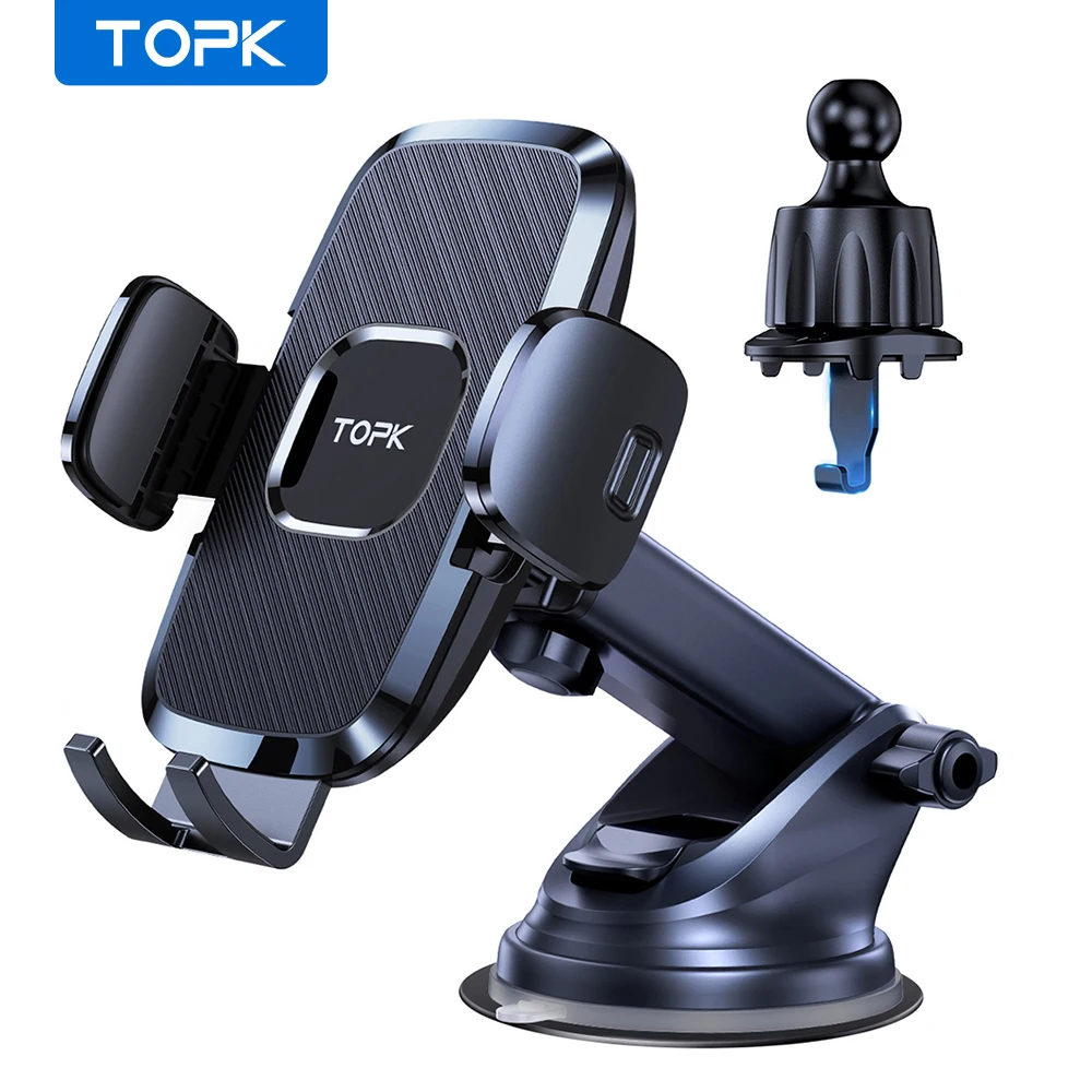 

TOPK D35-Z Universal Car Phone Holder Mount Stand Air Vent Hook Mount & Sucker Mobile Cell Support for IPhone 13 12 Xiaomi