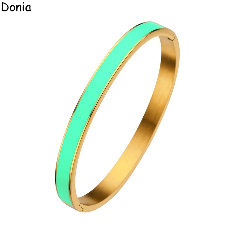 

Donia Jewelry European and American fashion enamel 4mm wide titanium steel bracelet luxury bracelet