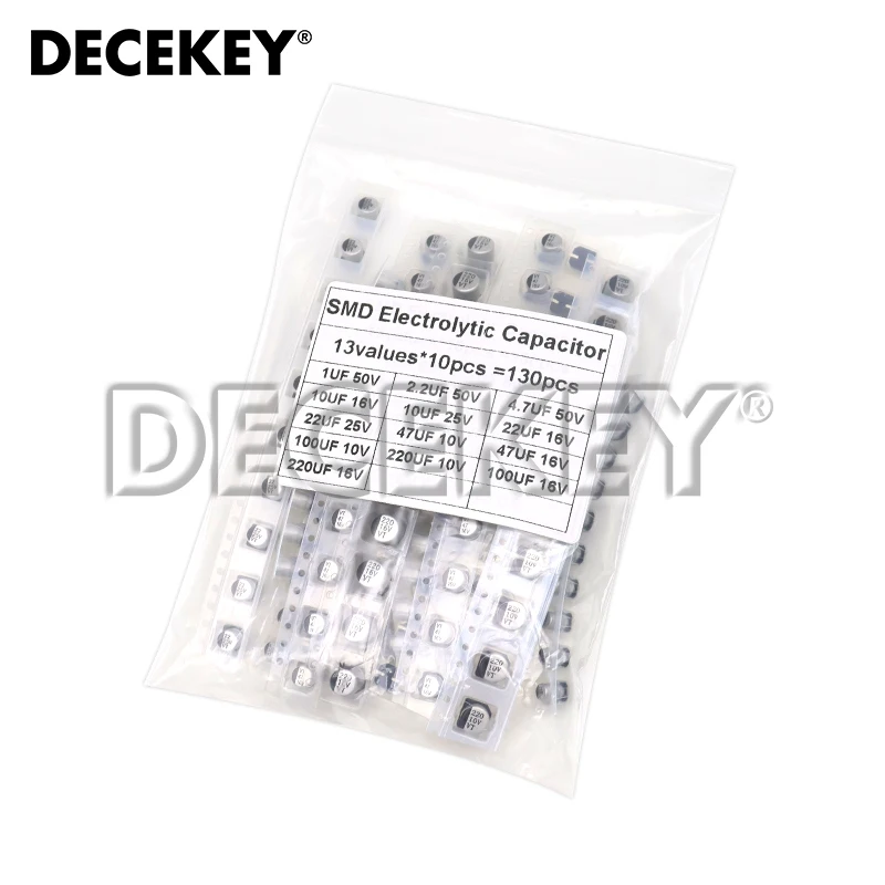 130 шт./партия алюминиевый электролитический конденсатор SMD 1 мкф-240 мкФ набор из 13