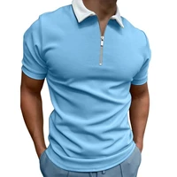 summer new mens printed t shirt fashion zip lapel slim fit short sleeve business casual t shirt size m 5xl