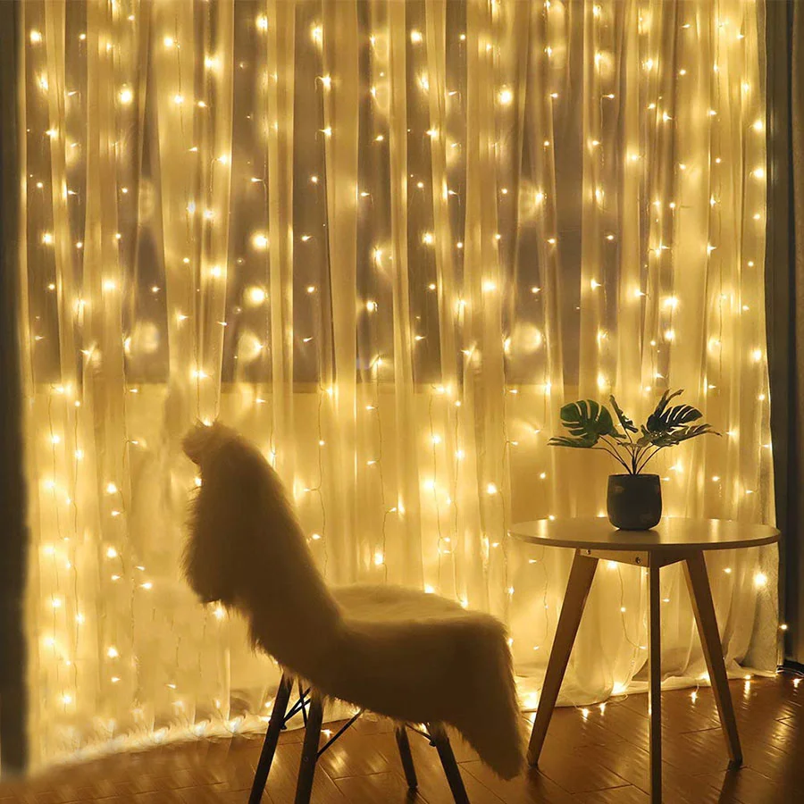 

PAMNNY светодиодная гирлянда сосулька теплый белый 3х3 м