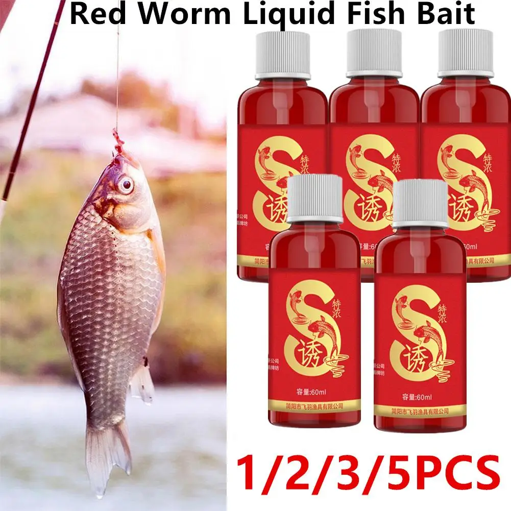 

1/2/3/5PCS 60ml Strong Red Worm Liquid Fish Attractant Concentrated Fish Bait Additive Perch Catfish Fishing Accessories