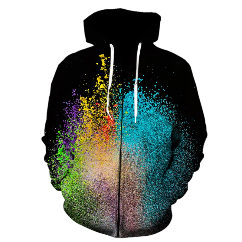 

Spring Autumn Splash tie dyeing Hoodie Men Women 3D Printed Oversized Sweatshirt Zipper All-Match Hooded Pullovers Jacket Unisex