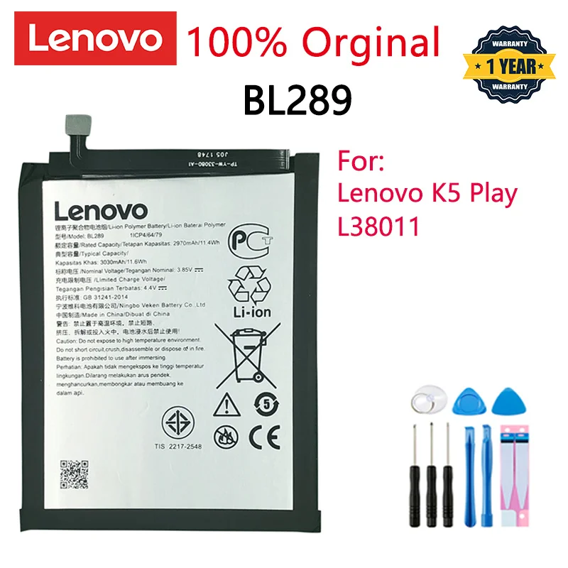 100% Оригинальный 3030 мАч BL289 аккумулятор для Lenovo K5 Play L38011 мобильный телефон сменные батареи Bateria