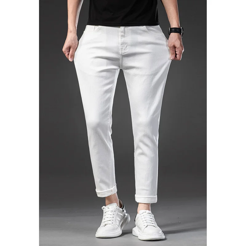 Streetwear Men 2022 New White Thick Straight Jeans Self-cultivation Vintage Versatile Large Pencil Pants Women Autumn and Winter