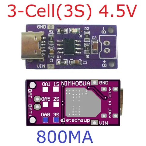 TYPE-C 1S 2S 3S NIMH перезаряжаемый модуль зарядного устройства 1,5 в 3 в 4,5 в для 1,2 в 2,4 в 3,6 В CC/CV