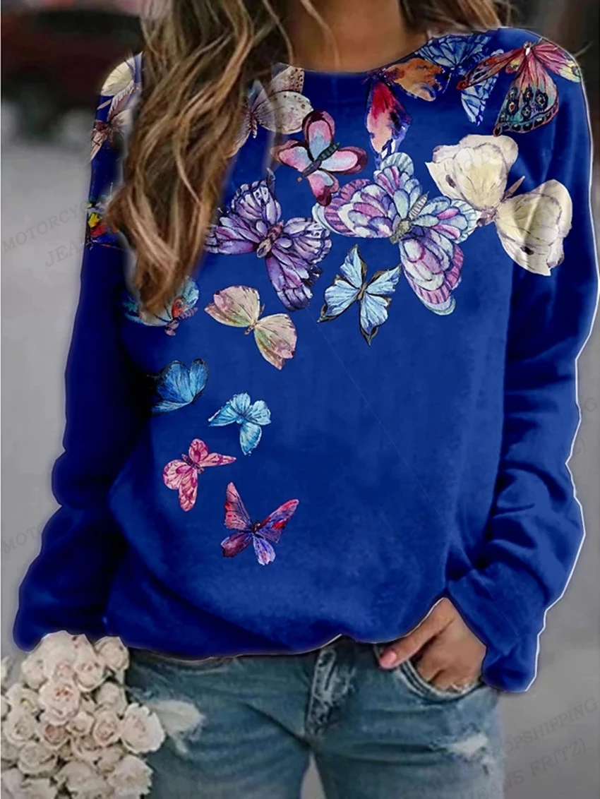 

Butterfly Hoodie Women Fashion Hoodies Sweatshirts O-Neck Hoodies Spring Clothes Daisy Pullovers Kawaii Sweats Girl Coats Korea