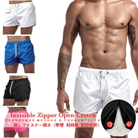 summer hot shorts mens solid color shorts mens loose breathable casual open crotch convenience pants beach sports pants large
