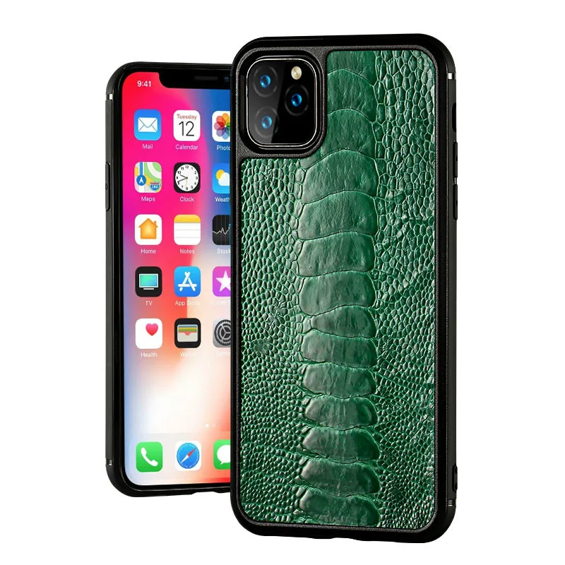 

100% Genuine Real Ostrich Feet Skin Leather 360 Full Case For Apple iPhone 13 12 Pro Max 11 12Mini X XS XR 8 Armor Back Cover