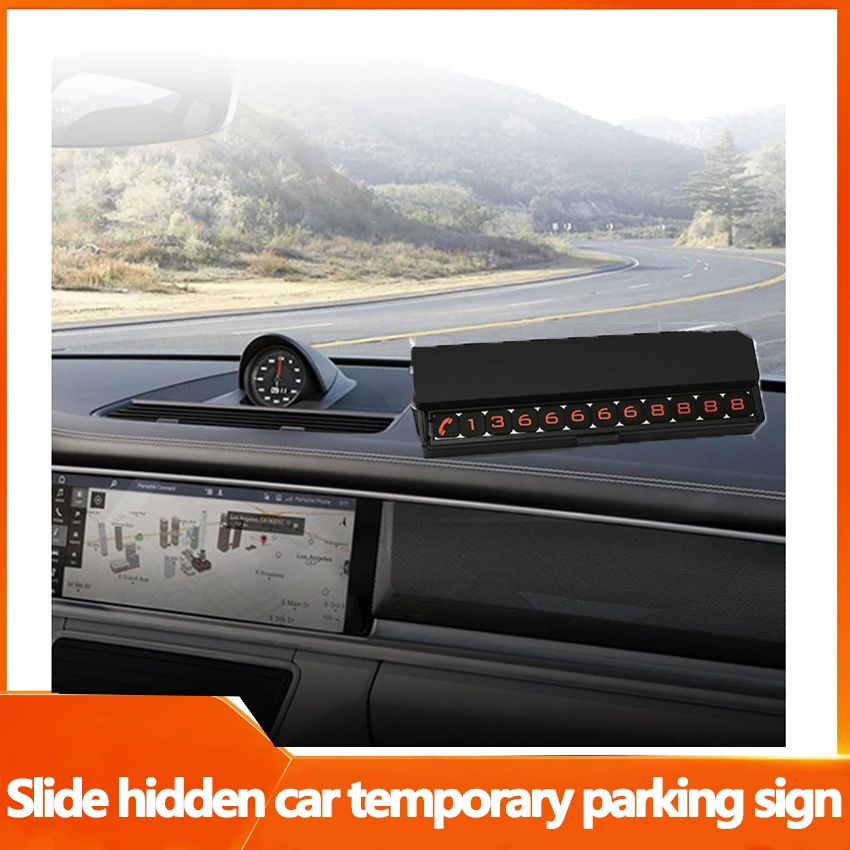 

Creative slider hidden car temporary parking sign double-sided magnetic number two sets of numbers moving phone card X2523D