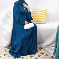 ramadan eid muslim hijab dress plain satin abaya dubai turkey basic belted abayas for women african islam prayer clothes kaftan