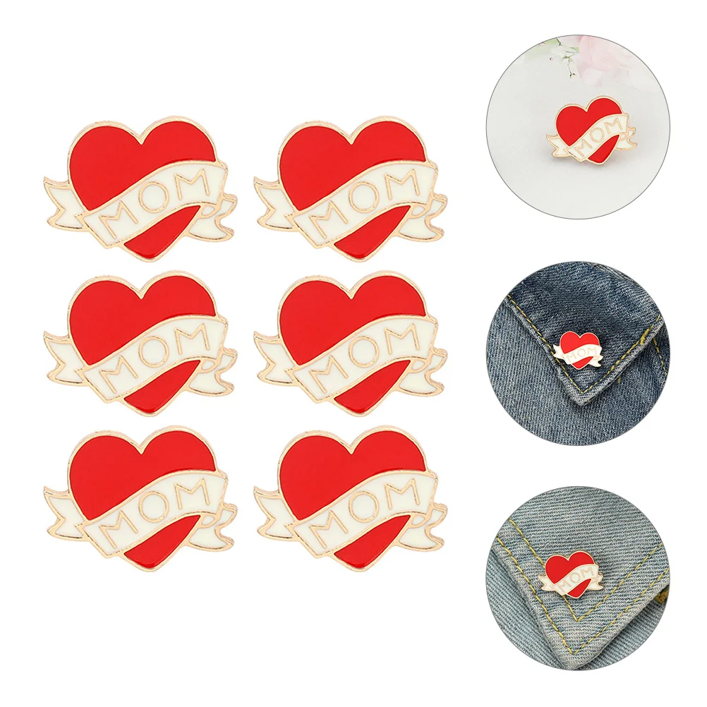

Heart Shaped Lapel Pin Decorative Brooch Gift Mom Alloy Brooches Clothing Mother's Day Backpack