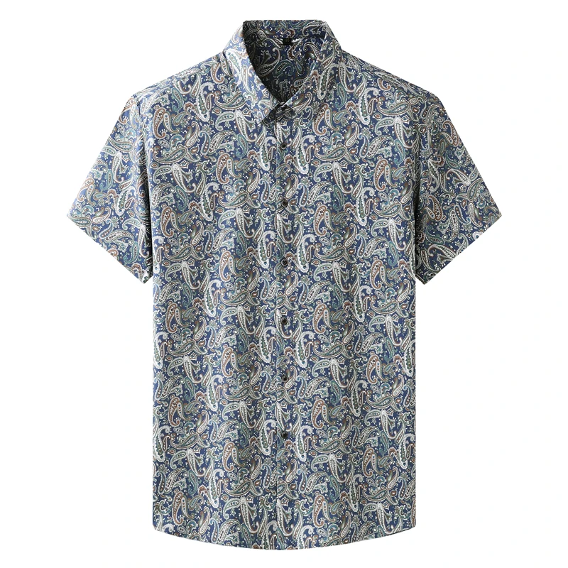 

Brand Men's Shirts Plus Size New Summer Short Sleeve Beach Hawaii Print Comfortable Loose Casual Quality Elasticity Clothing 8XL