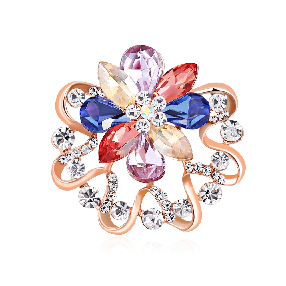

Women Rhinestone Crystal Floriated Brooch Alloy Plating Scarves Buckle For Party